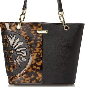 Anne Klein Half Animal Print, Half Black Tote Bag